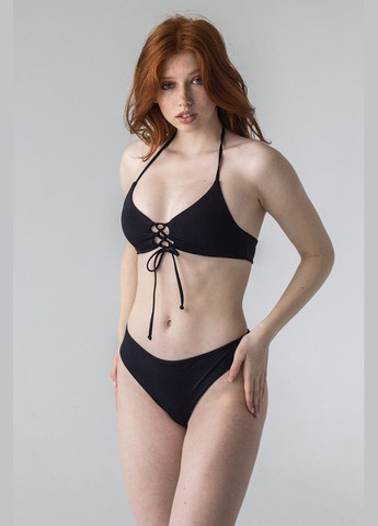 Черный летний открытый топ на завязках черный (161swt-21-bl) Kari Shop Atelier