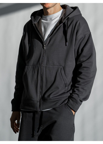 Спортивний костюм чоловічий теплий на флісі на Блискавці ZIP FUR Чорний Teamv (362456474)