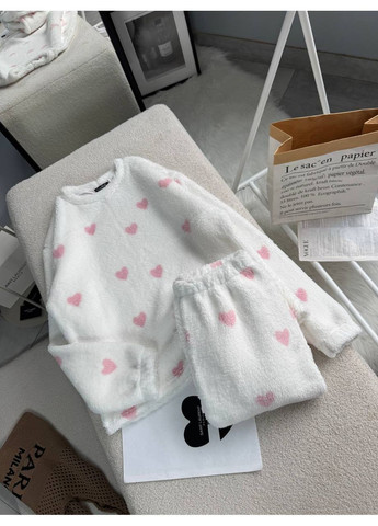 Біла піжама 729 махра тедді штани та кофта Україна