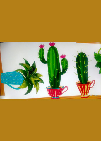 Вінілова наклейка на стіну 12 Квітків у вазонах (2 аркуші 30 х 90 см) Б259-1 No Brand (302678843)