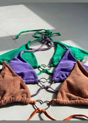 Зеленый бикини купальник с текстурной бахромой. Trendy