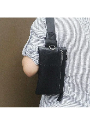 Сумка поясна зерниста шкіряна 14976 Чорна Vintage (393219090)
