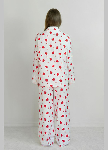 Белая всесезон пижамный хлопковый костюм с брюками big love Forly