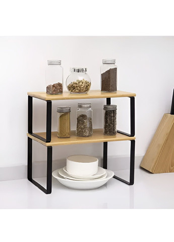 Комплект набор бамбуковых большой маленькой настольных кухонных полочек для специй трав аксессуаров 2 штуки (479889-Prob) Unbranded (325810152)