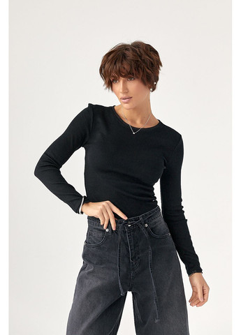 Однотонный лонгслив с сетчатой окантовкой Lurex (369776106)