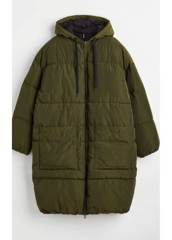 Оливковая (хаки) зимняя женская утепленная куртка оверсайз н&м (58595) xs хаки H&M