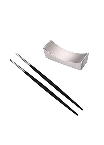 Набор серебряной подставки и палочек для суши серебро с черной ручкой для дома ресторанов, кафе. REMY-DECOR (293152660)