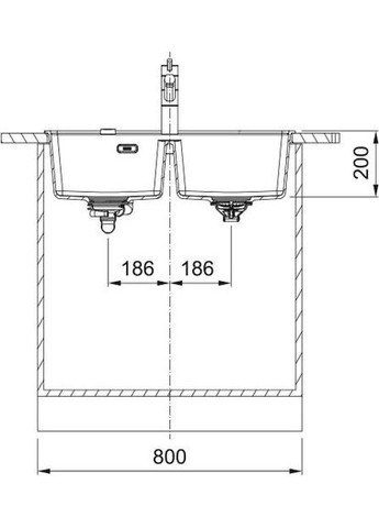 Мойка кухонная Maris, фрагранит, прямоугольник, без крыльев, 760х510х200мм, чаша - 2, врезная, MRG 620 TL, серый камень FRANKE (360403987)