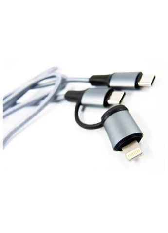 Дата-кабель (NTK-TC-TCL-GREY) DENGOS USB-C to USB-C/Lightning 1.0m gray (401639333)