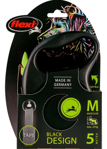Поводок-рулетка Black Design М лента 5 м Зеленый (4000498034026) Flexi (322328540)