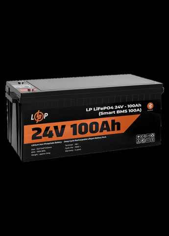 Акумулятор LP LiFePO4 24V (25,6V) 100 Ah (2560Wh) (Smart BMS 100А) з BT пластик для ДБЖ LogicPower (279555055)