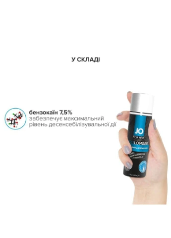 Пролонгувальний спрей JO Prolonger Spray with Benzocaine (60 мл) не містить мінеральних масел No Brand (303884885)