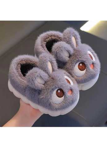 Дитячі кімнатні домашні зимові плюшеві закриті капці для дітей дівчаток 19 см (481725-Prob) Сіра Зайка розмір 30-31 Unbranded (365657968)