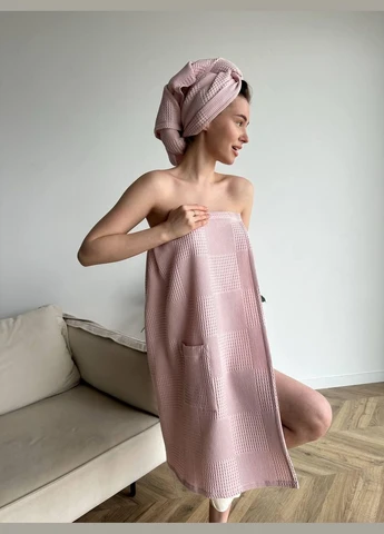 Банний набір для жінки S-XL Вафельні жіночі рушники Банний парео Рушник на гумці для сауни (К0408В-3) Cosy (323160642)