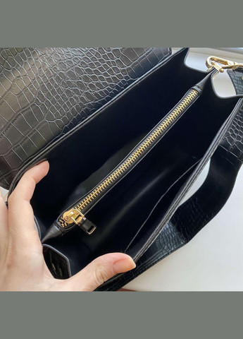 Женская мини сумка через плечо змеиный принт эко кожа с двумя ремешками черная (sku_650) No Brand (330576007)