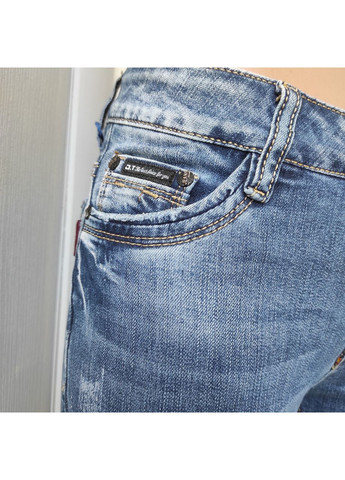 Джинсы женские узкие низкая посадка стрейч царапки 25 светло-синие No Brand - (361137463)