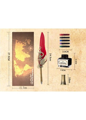 Перова ручка для каліграфії подарунковий набір 5 різних чорнил підставка з печаткою Бордовий (М1840171) Blue Peacock (314872719)