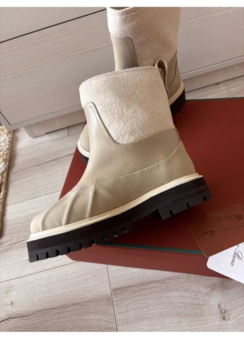 Ботинки женские Loro Piana кожаные демисезонные бежевые, премиум качество No Brand (396275554)