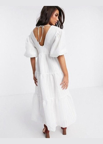 Белоснежное платье меди пышное с пышными рукавами структурированное Asos