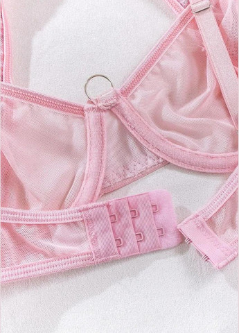 Рожевий демісезонний ніжний комплект жіночої нижньої білизни з принтом рожева пантера набір з аксесуарами та рукавичками білизна з акцентним верхом Cindylove