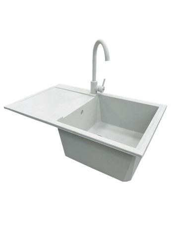 Набір кухонний Horizon, штучний камінь, прямокут., з крилом, 780х495х230мм, чаша - 1, врізна, Old stone + змішувач Adamant (371632894)