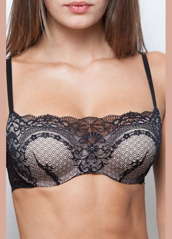 Чорний брасьер мереживний бюстгальтер пуш-ап Orhideja з кісточками