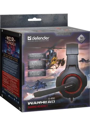 Ігрова гарнітура Warhead G-450 USB, підсвітка, чорно-червона Defender (322617832)