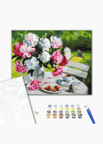 Картина по номерам Завтрак с пионами Картины в цифрах Цветы на холсте 40х50 Раскраска BS29388 Brushme (308988021)