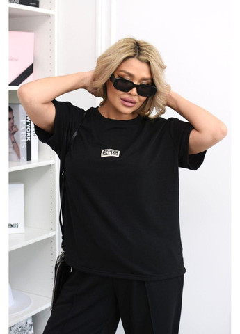 Весенне летний прогулочный костюм, с футболкой и брюками Мод ЭЛТ-8885, черный, 58-60 No Brand (355469709)