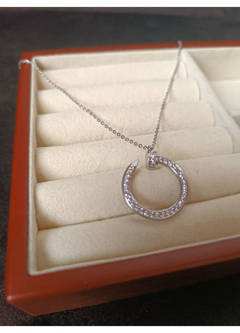 Кольє жіноче із медичної сталі сріблясте з підвіскою-кільцем цвях No Brand (368713779)