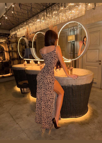 Бежева кежуал жіноча сукня FINO Mode леопардовий