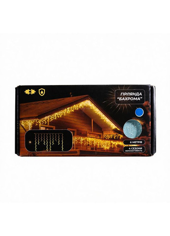 Новорічна гірлянда вулична Бахрома 6 м 105 LED чорний провід Синій 6МBBL Garlando (370373409)
