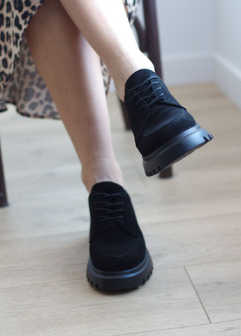 Zlett Туфли женские из натуральной мягкой замши на легкой подошве броги черный з натуральная замша, украина — демисезон (281322974)