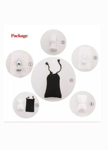 Малая анальная страза сердце S с прозрачным камнем в чехле 2.8*7.5 см Металлическая No Brand (340914290)