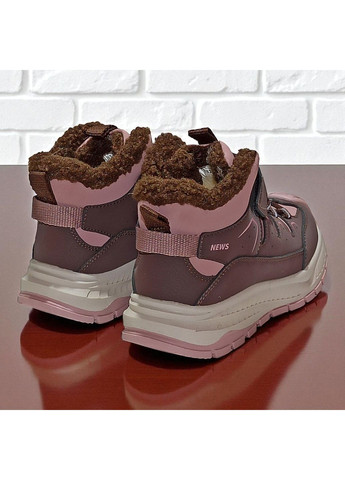 Розово-лиловые спортивные, повседневные, кэжуал зимние зимние ботинки для девочки дутики термоботинки на овчине зимние хайтопы липучках Tom.M