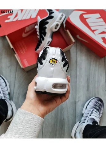 Белые демисезонные кроссовки мужские nike air max tn plus white black найк аир макс тн плюс белые No Brand