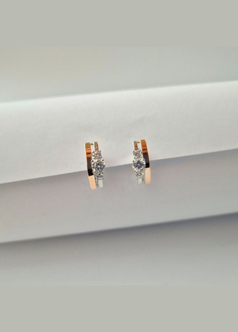 Срібні сережки з Білими каменями срібло 925 проби Родоване с золотою пластиною 1531с 2.80г No Brand (306742956)