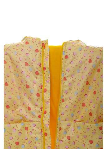 Желтая демисезонная куртка для девочки ноль на холлофайбере с принтом сердца желтая см. (45009) BABYKROHA