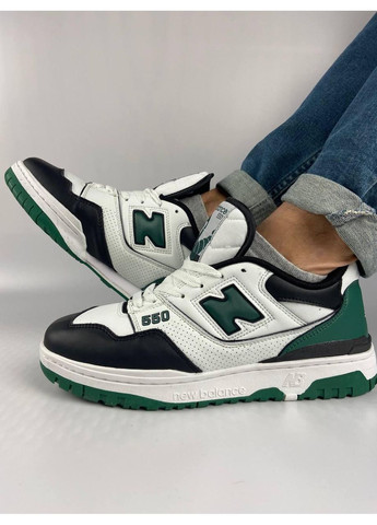 Сірі Осінні кросівки чоловічі new balance 550 white green black нью беланс 550 No Brand
