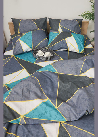 Комплект постільної білизни полуторний євро 160х220 наволочки 2х70х70 Микросатин Premium (MS-820001480) Moon&Star Triangles (285717464)