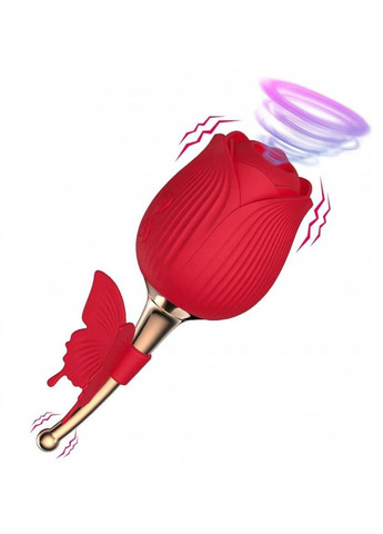 Вакуумний кліторний стимулятор з вібрацією у вигляді троянди Rose Flirting, червоний Boss Series (292011965)