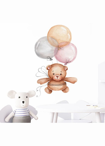 Вінілова наклейка на стіну в дитячу Ведмедик на повітряних кульках (лист 45 х 60 см) Б194-24 No Brand (302241984)