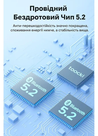Бездротові навушники TWS Bluetooth 5.2 Сенсорне керування White (6976018379053) Toocki (384224448)