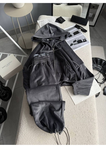 Женский спортивный костюм из велюра на меху: кофта с капюшоном + брюки. MonCher (367267851)