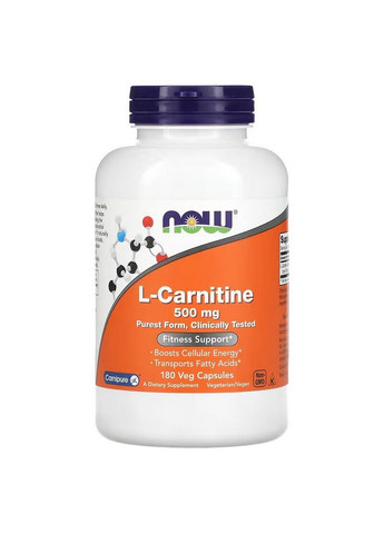 Жироспалювач L-Carnitine 500 mg, 180 вегакапсул Now (293417615)