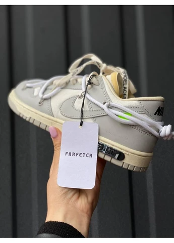 Сірі кросівки чоловічі nike sb dunk low off white grey white laces найк сб данк демісезон No Brand