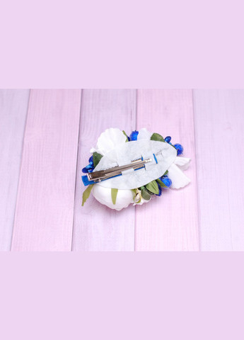 Заколка для волос с цветами бело-синяя 408 об. Okl (370386394)