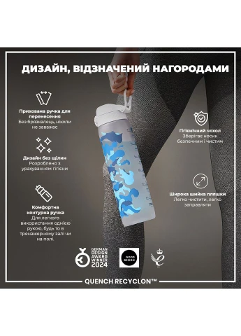 Бутылка для воды 1000 мл. BPA Free, Times To Drink, (ЭКО бутылка) BPA Free, Camo ION8 (396800299)