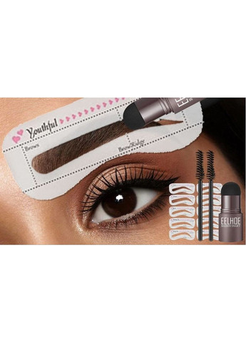 Оригінал! Макіяж брів Штамп пудра крем + 10 трафаретів форм Мікроблейдинг Пудровий татуаж Темно-коричневий Magnetic Lashes (366668531)