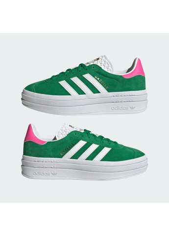 Зеленые демисезонные gazelle bold green lucid pink wmns adidas IG3136